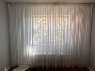 Custom-Made Sheer Curtains – White & Light Beige