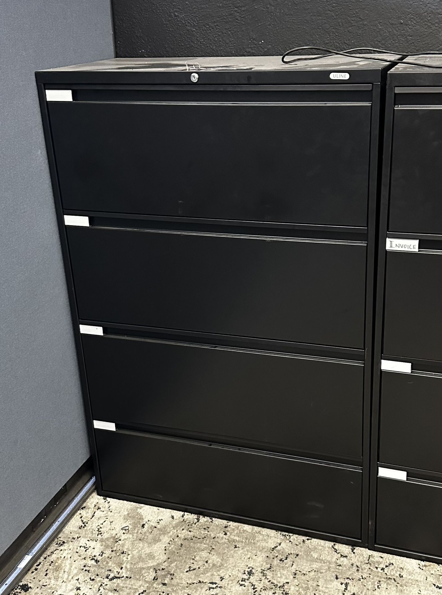 Filing Cabinet; Black, 4-Drawer ULINE