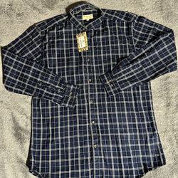 Burberry Large Blue Checkered Button Up Size Large Men
