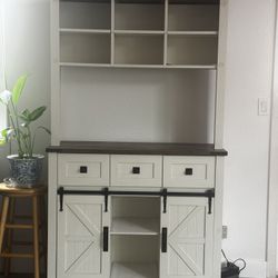 Farmhouse Bar Cabinet With Sliding Barn Door 
