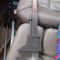 4 Wooded Swords Plus One Wooden Sheeth Plus One Wooden Pipe Wrench, 