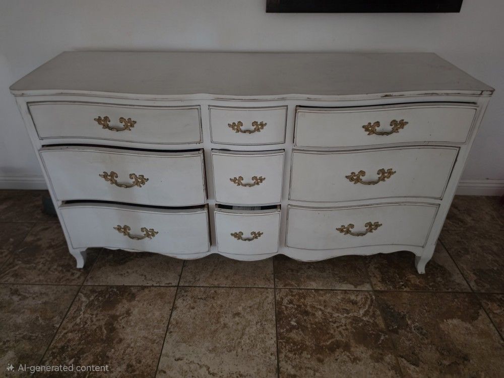 French Provincial Style Dresser 60"W X 20"D X 32"H