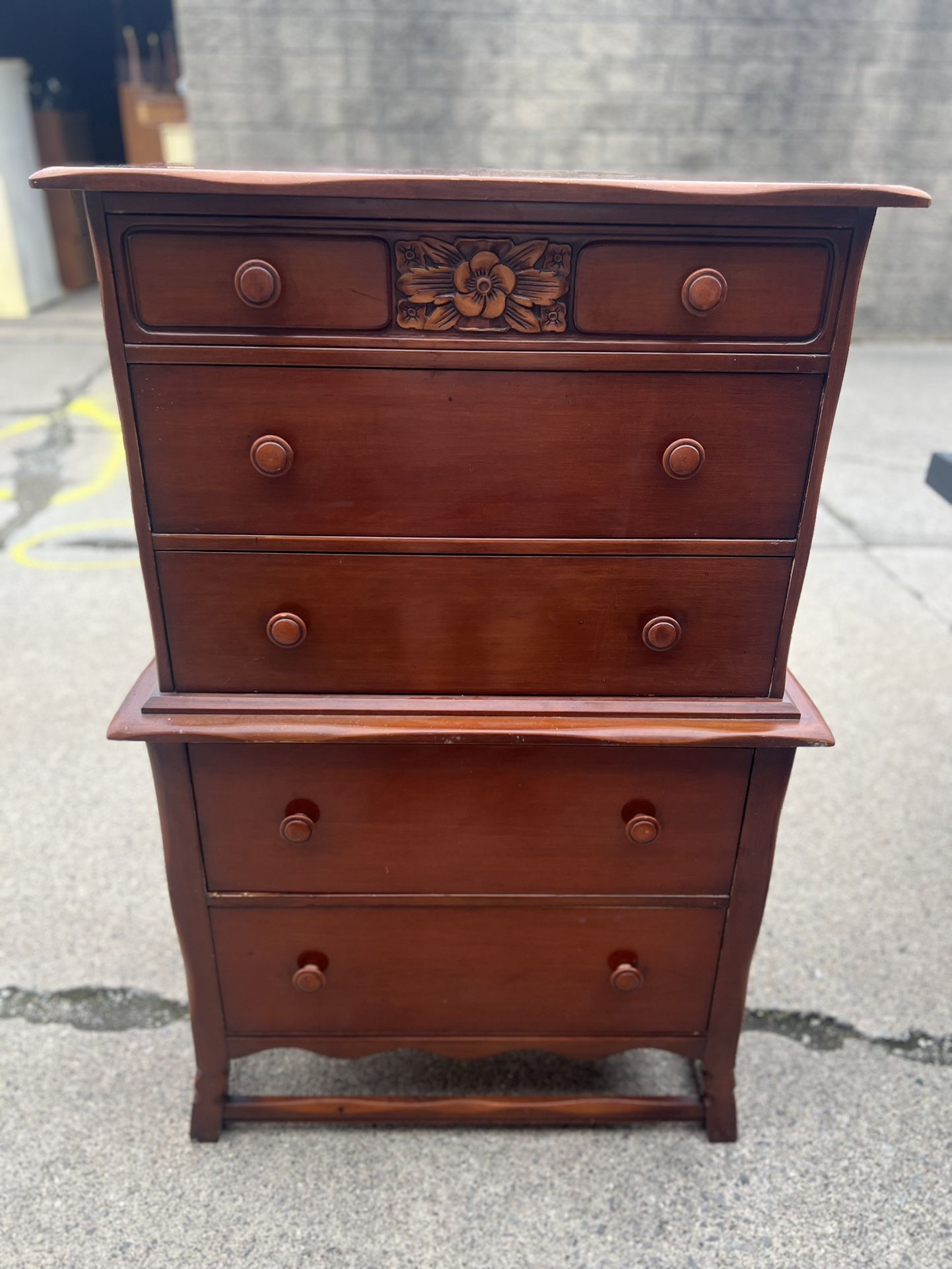 antique maple 5 drawer highboy chest 