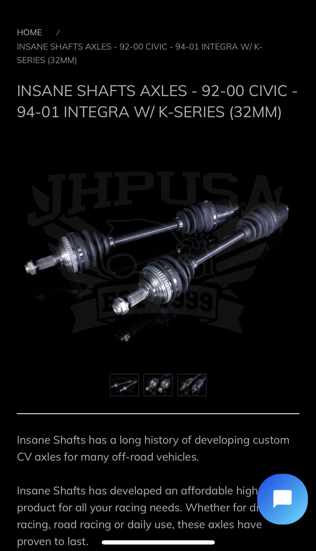 INSANE SHAFTS AXLES 9200 CIVIC 9401 INTEGRA W/ KSERIES (32MM k