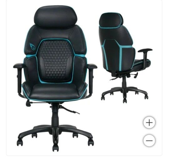DPS Centurion Gaming Chair with Adjustable Headrest, Black and Blue