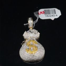 10KT Yellow Gold Diamond Money Bag Pendant 7.00g 1.16CTW 182240/4