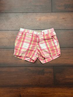 Little Girls Clothes Plaid Shorts With A Pink, Yellow, and White Pattern Size 7 Fits Size 7/8