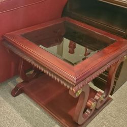 Cherry Glass Top End Table (Nightstand)