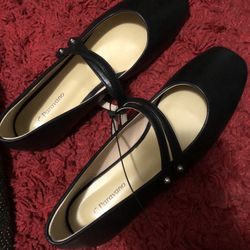 C Paravano EU-40, US-9.5 Double Strap Black Leather Mary Jane