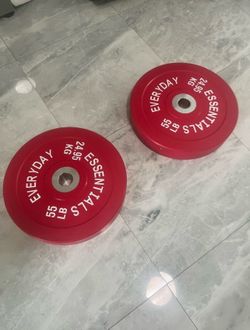 Cash only no Zelle New Pair Of 55lb Bumper Plate With Solid Steel Insert competition Olympic Weights Plates Total 110lb last pair