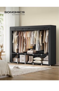 Portable Closet with Cover, 5 Hanging Rods and Shelves