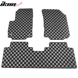 Fits 2018-2024 Equinox Terrain Floor Mats Non-Slip Carpet Checkered Black Gray Plaid