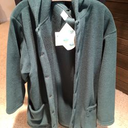 Women’s NWT Fleece Swing Coat With Good Pine Green Size L
