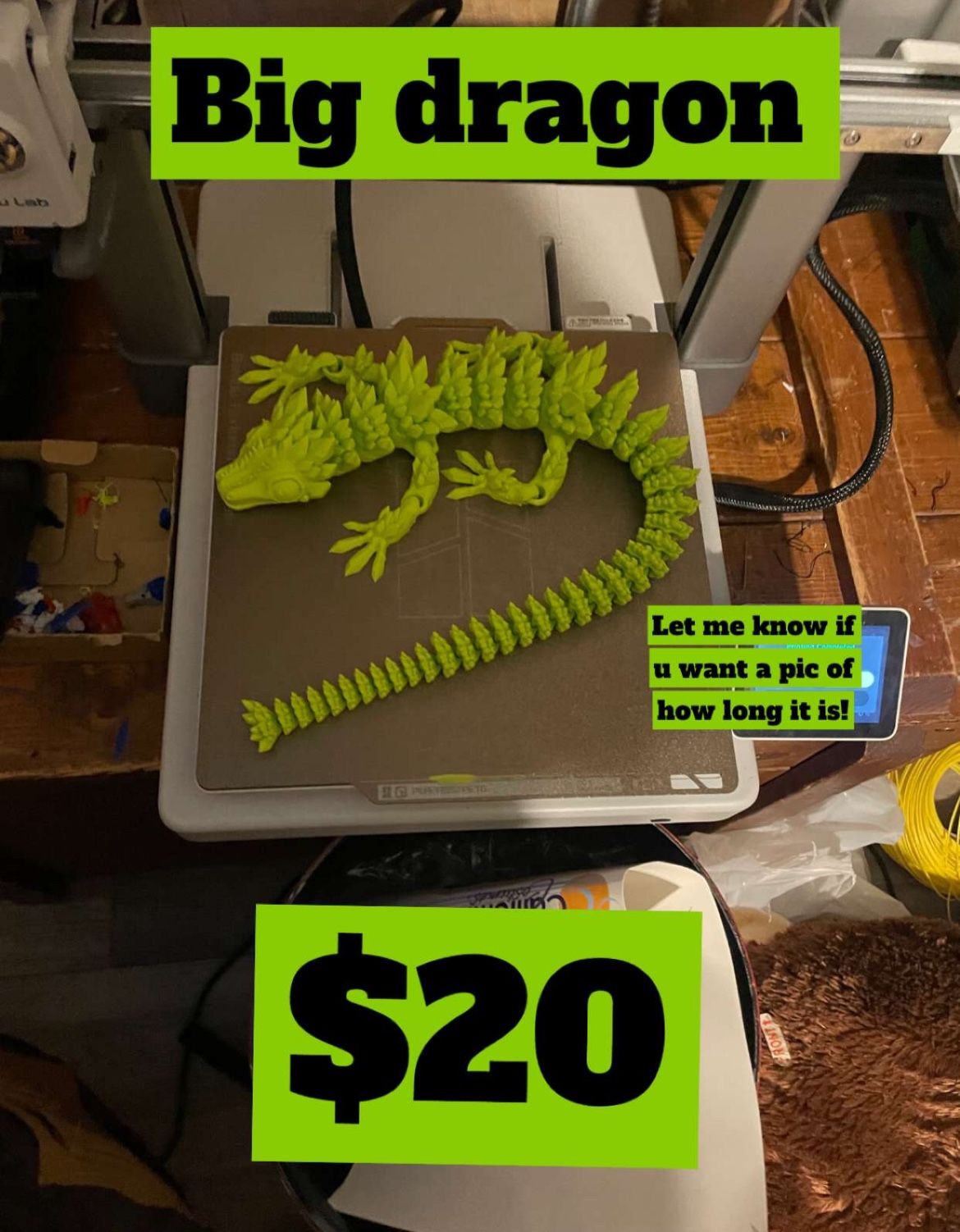 Large 3-D printed dragon