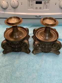 Heavy brass candle holders vintage