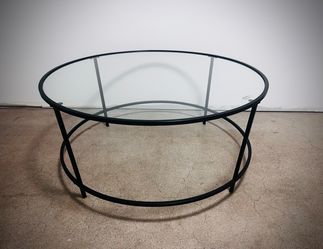 ROUND GLASS TOP COFFEE TABLE