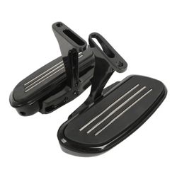 Black Passenger Footboard Floorboard with Mount Bracket Kit For Harley Streamliner Style Touring Road King Street Glide Road Glide Electra Glide Ultra