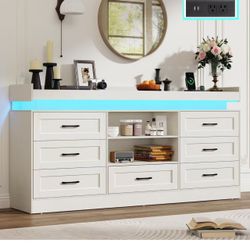 70" Large Farmhouse 7 Drawers Dresser