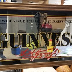 Guinness Bar/Beer Mirror Signature Beautiful Wood Frame 65" 3/4 x 33" 1/2 