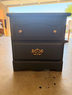 Painted Two-Drawer Nightstand with Brass Hardware