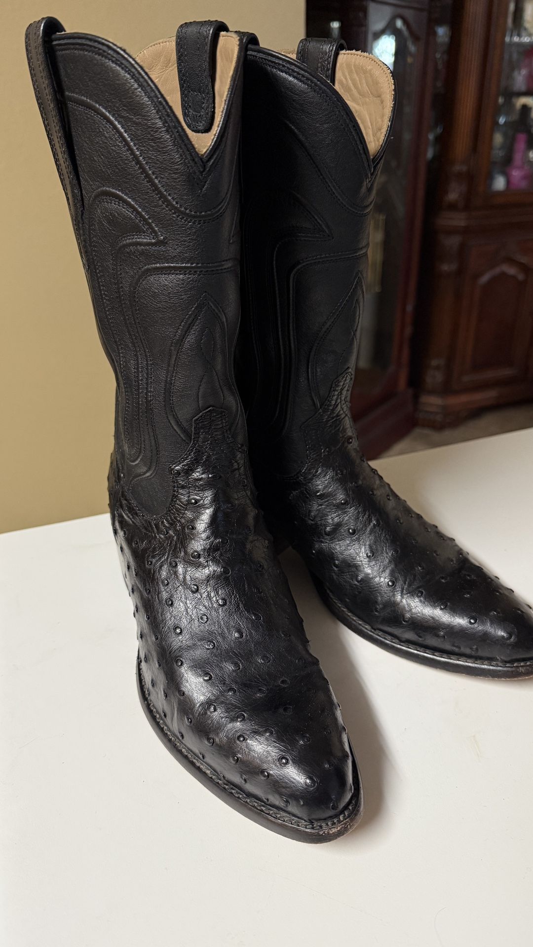 Tecovas The Jessie Full Quill Ostrich Womens Black Western Cowboy Boots Sz 9.5B