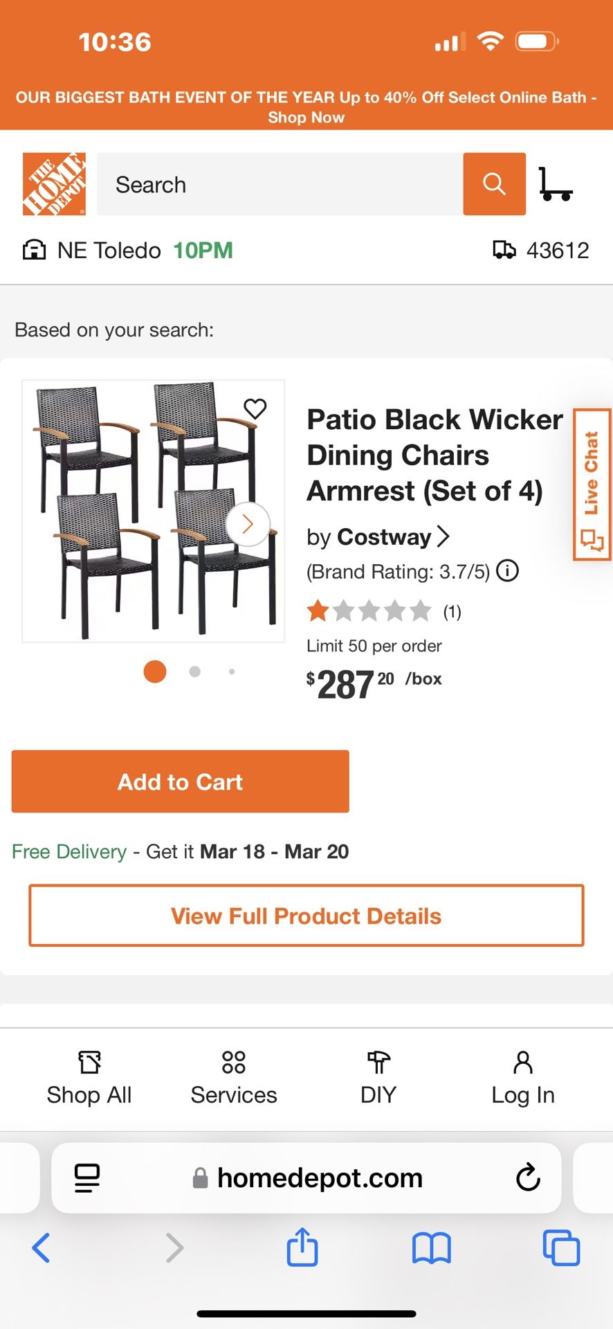 Set Of 4 Wickers Outdoor Patio Chairs