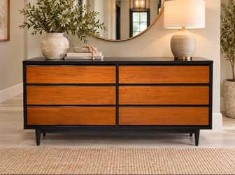 Mid-Century Modern 6-Drawer Wood Dresser