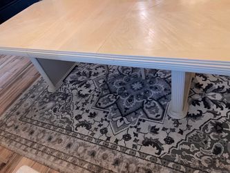 Large Wood Dining Table with Pedestal Base with 6 chairs
