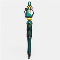 San Judas Tadeo Beaded Ballpoint Twist Pen Focal Bead Green