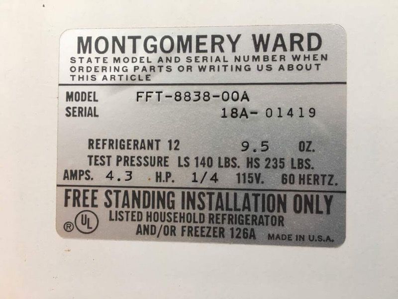 Montgomery Wards 18 cu. ft. Deep Freezer