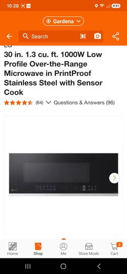 LG Thin 30" Low Profile 1.3 cu.ft. Over The Range Microwave New (Price Is Firm)