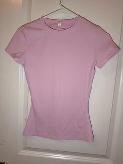 Light Pink Fitted Crew Neck T-Shirt
