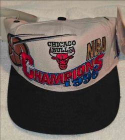 Vintage 1996 Chicago Bulls NBA Champions Snapback Hat NWT Logo Athletic