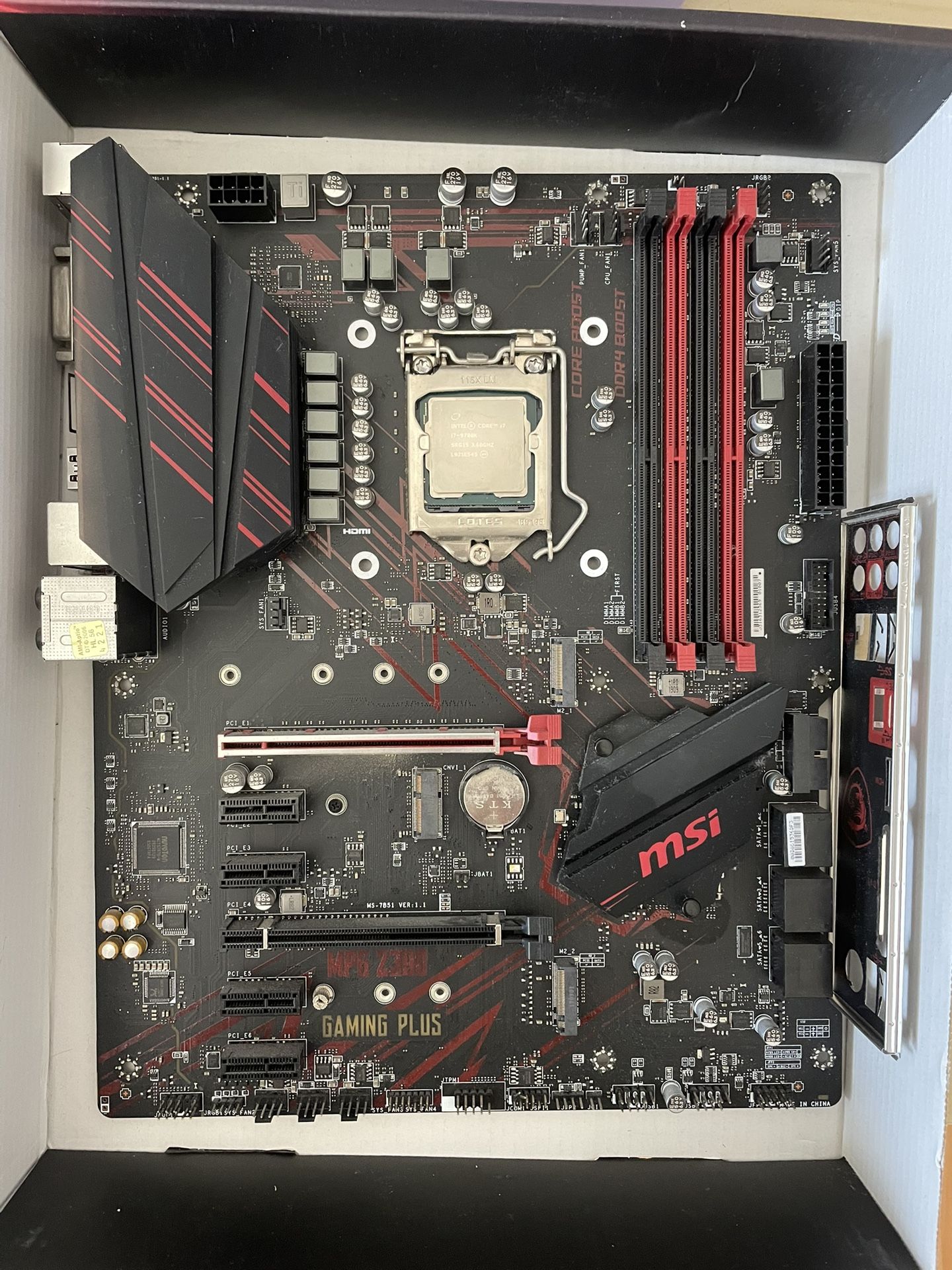 Intel i7 9700k / Msi Z390 Gaming Plus Motherboard Combo
