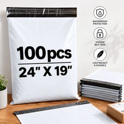 100-Pack Poly Mailer Bags 24x19 Inch