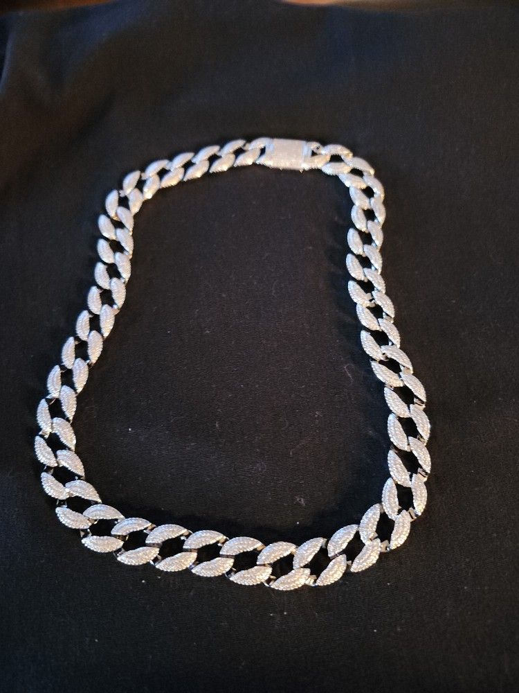 Iced Out With Czs 20 Inch Stainless Steel Necklace Silver In Color