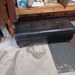 Black Leather Ottoman