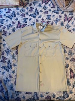 Khaki Dickies Button-up Work shirt size SMALL but bit oversized
