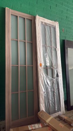 Slab Barn Door Panel Frosted Glass 12 Lites / Felicia 3312 Ginger Beige Bedroom Door Bathroom Door Pantry Door Closet Door - Beige - 30" x 96"