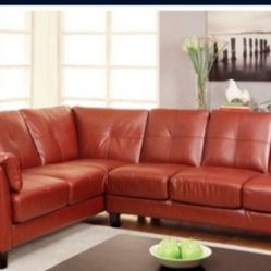 Brand New Red Leather Sectional Sofa