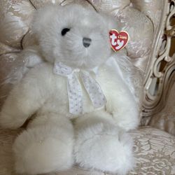 Ty Classic Angelina White Bear 12" Plush with Angel Wings and Glitter 2002