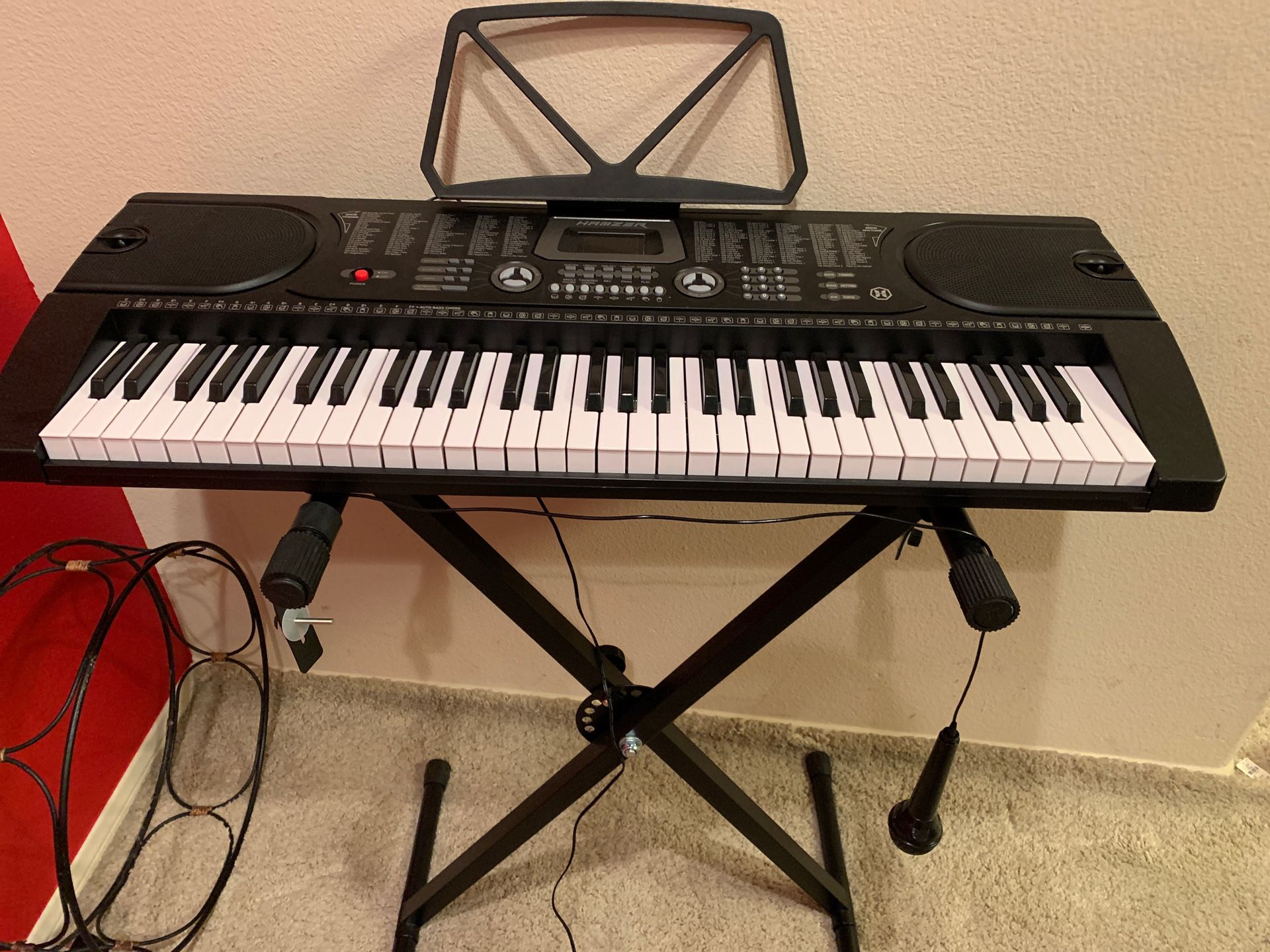 Hamzer 61-key Electronic Music keyboard with stand & microphone