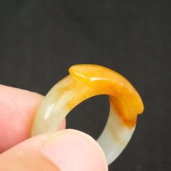 Vintage Yellow Jade Saddle Ring