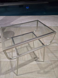 FREE GLASS & METAL SIDE TABLE