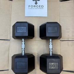 100 lb Rubber Hex Dumbbells – Brand New Pair