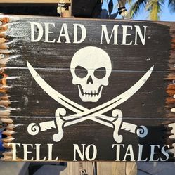 Wooden Pirate Halloween Sign