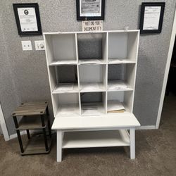 3 In 1, Coffee Table, Block Shelf Unit, & End Table