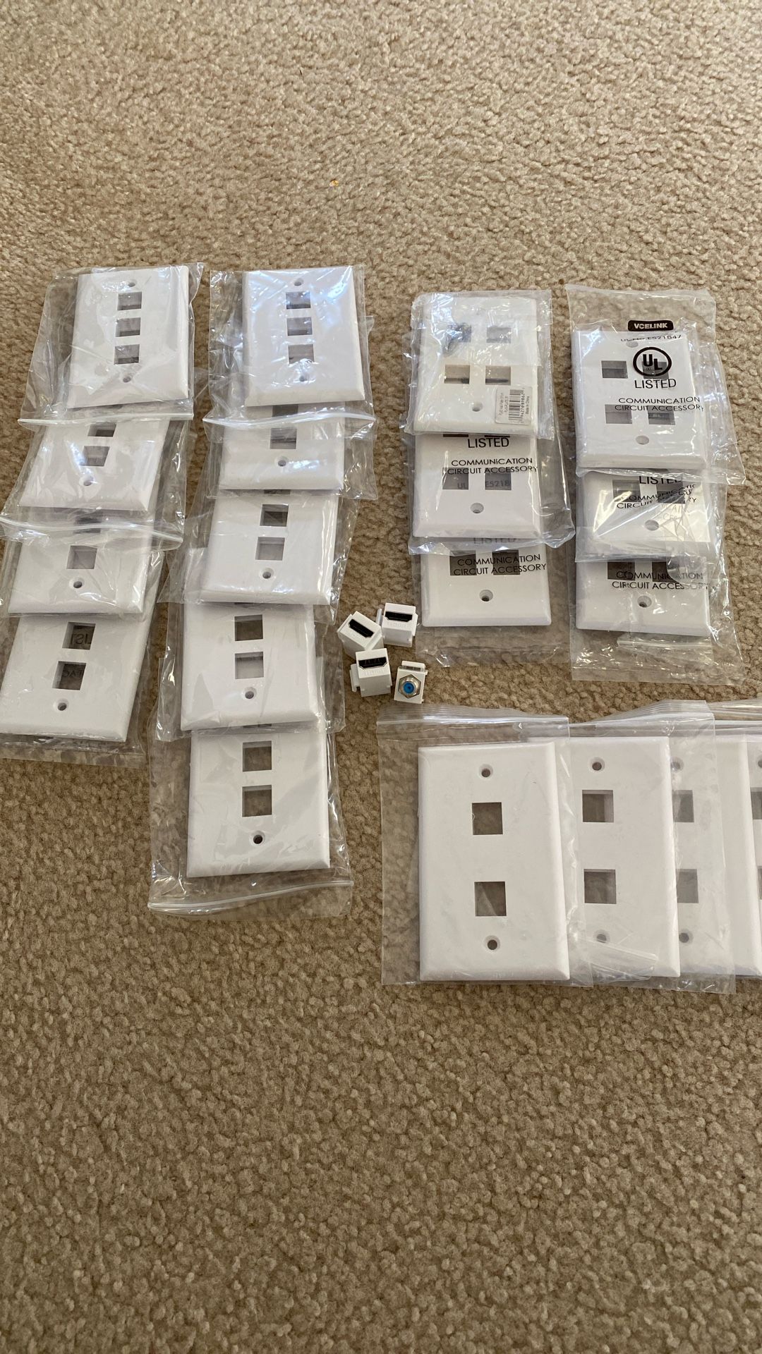 Home Video AV Keystone Jack Wall Plate HDMI Coax Ethernet