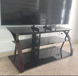 brown modern black glass living room tv stand table desk mesa moderna para sala