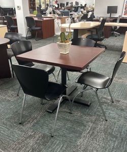 Square Table with Metal Base